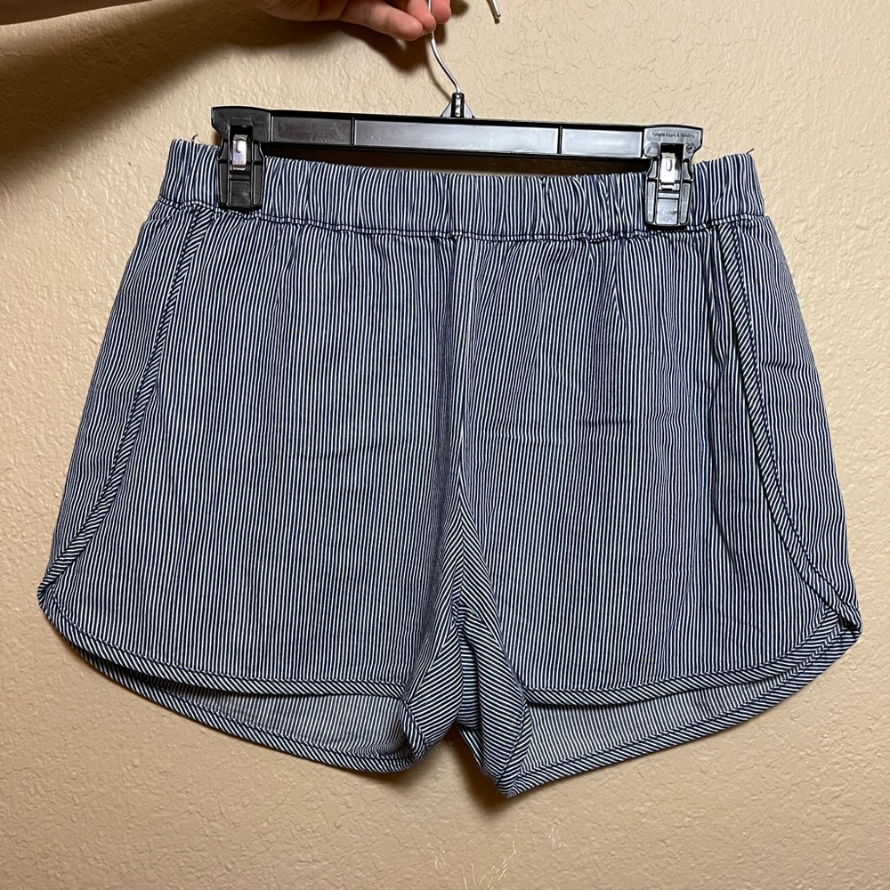 blue/white striped shorts